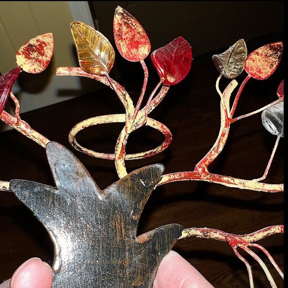 Vintage Rare Tree Sculpture Translucent Leaves Candle Holder Made In India - Picture 9 of 15